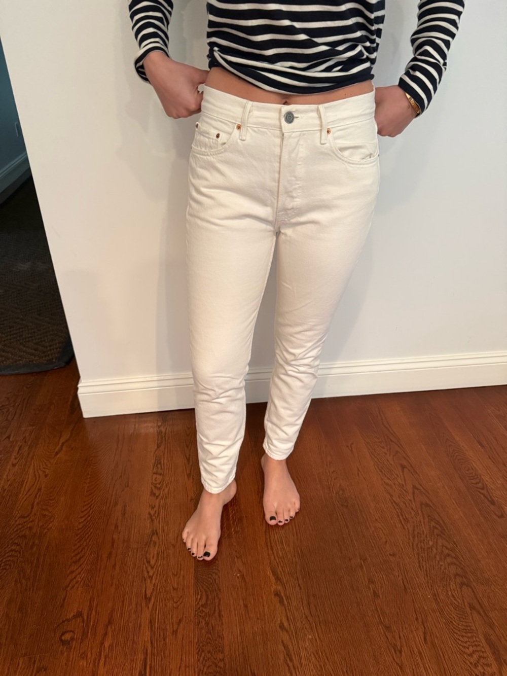 GRLFRND White High-Rise Skinny Jeans